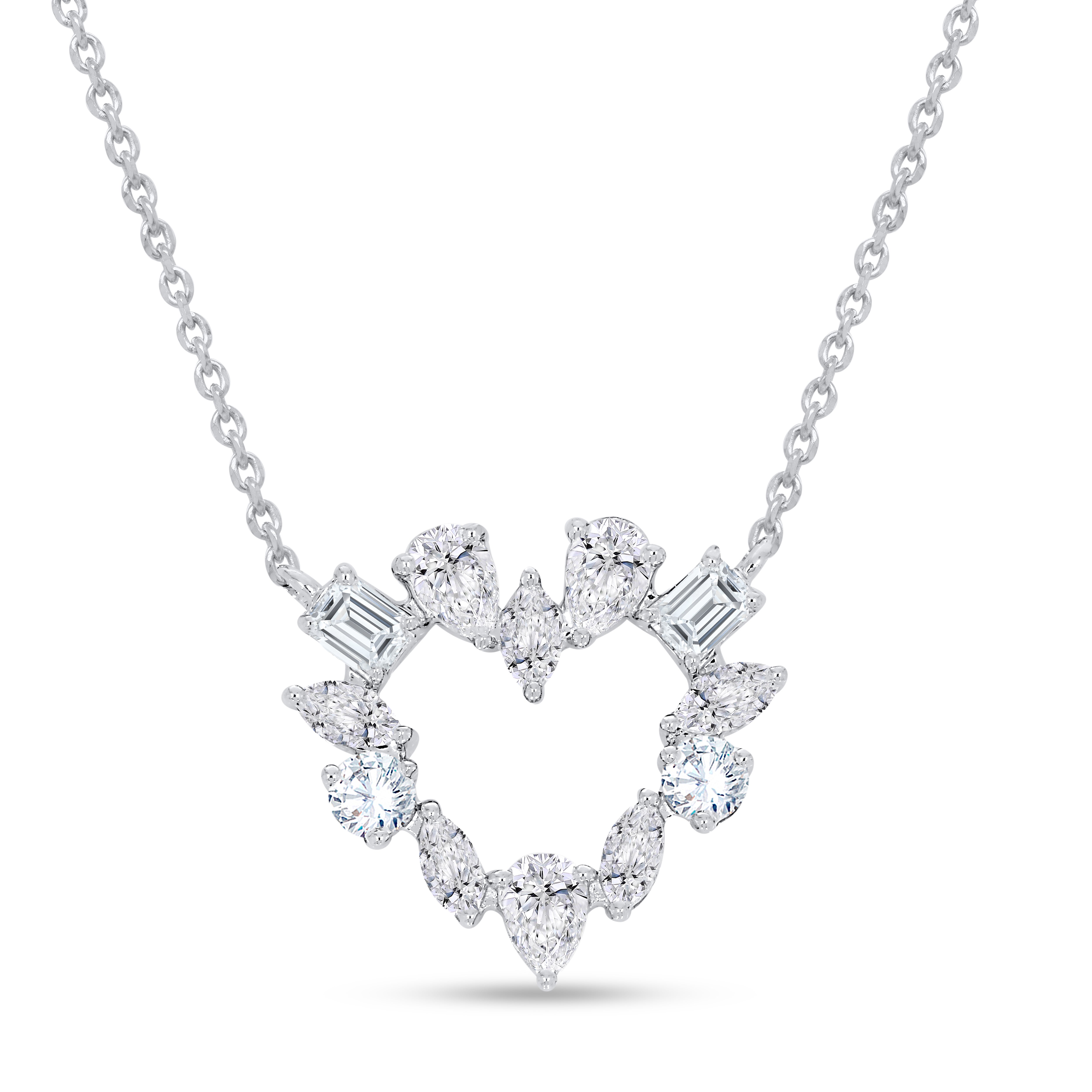 14K White Gold Multi-Shape Diamond Necklace, 0.82 CT, fine jewellery by Luster d'Anvers, Antwerp