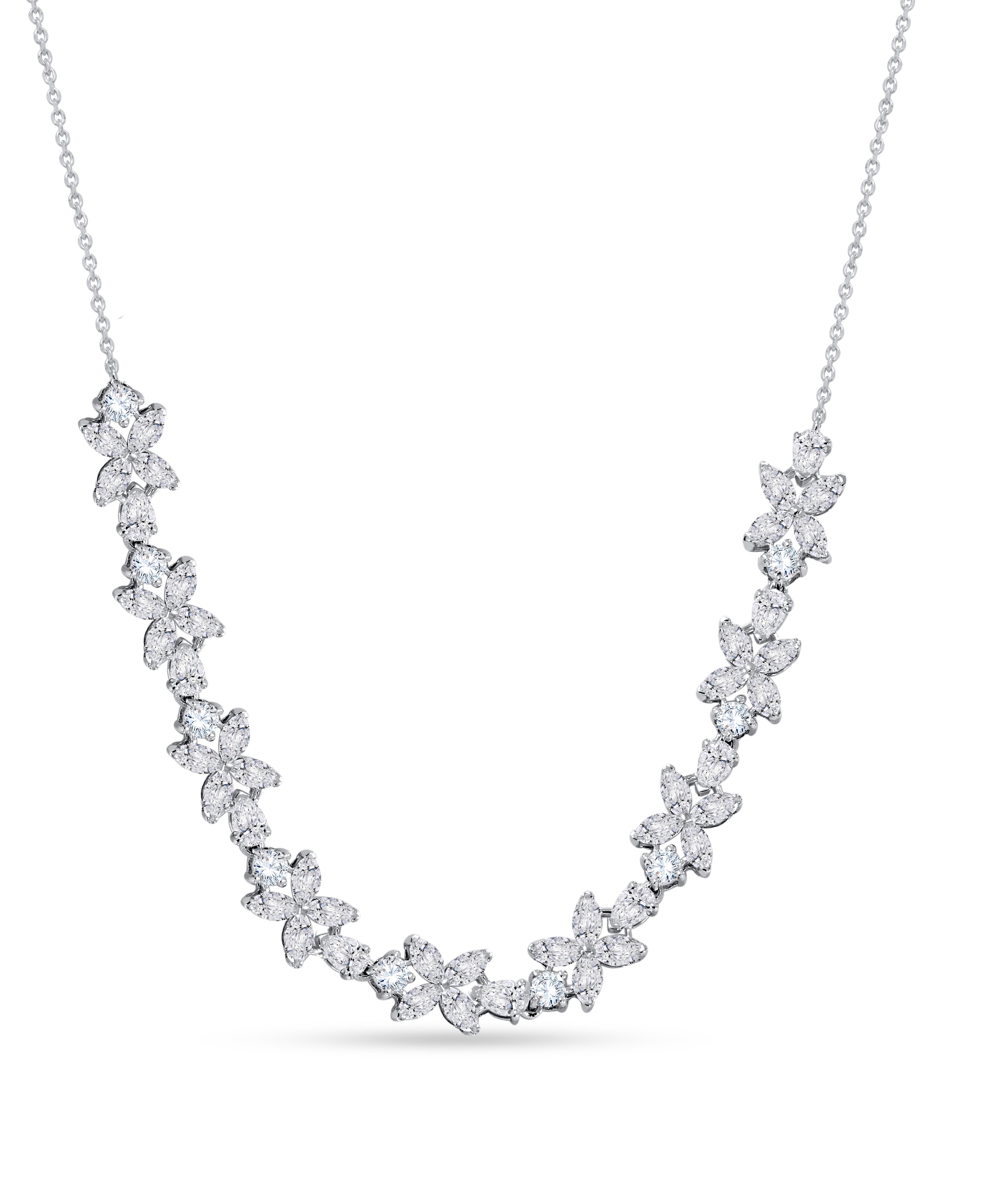 14K White Gold Multi-Shape Diamond Necklace, 4.28 CT, fine jewellery by Luster d'Anvers, Antwerp