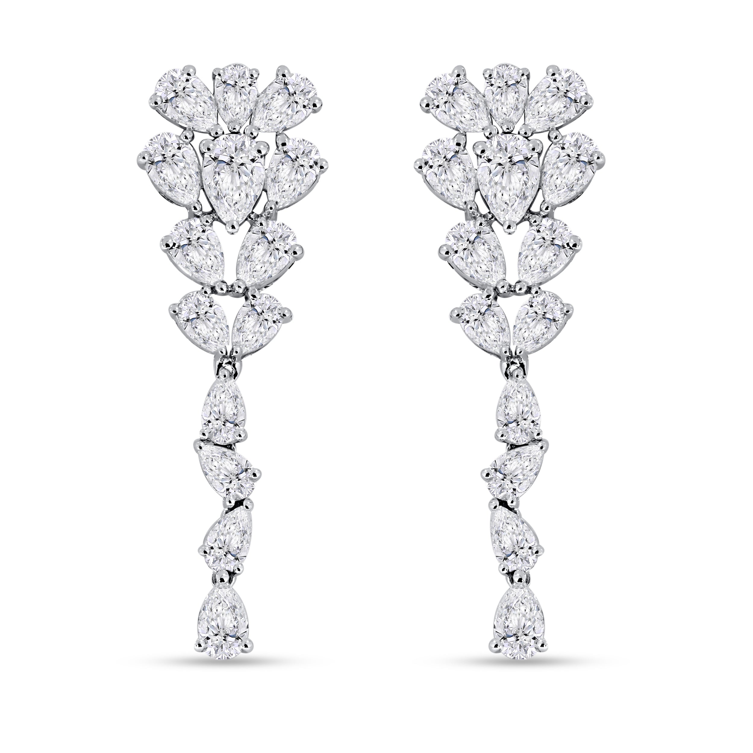 14K White Gold Pear Cut Diamond Earring, 6.70 CT, fine jewellery by Luster d'Anvers, Antwerp