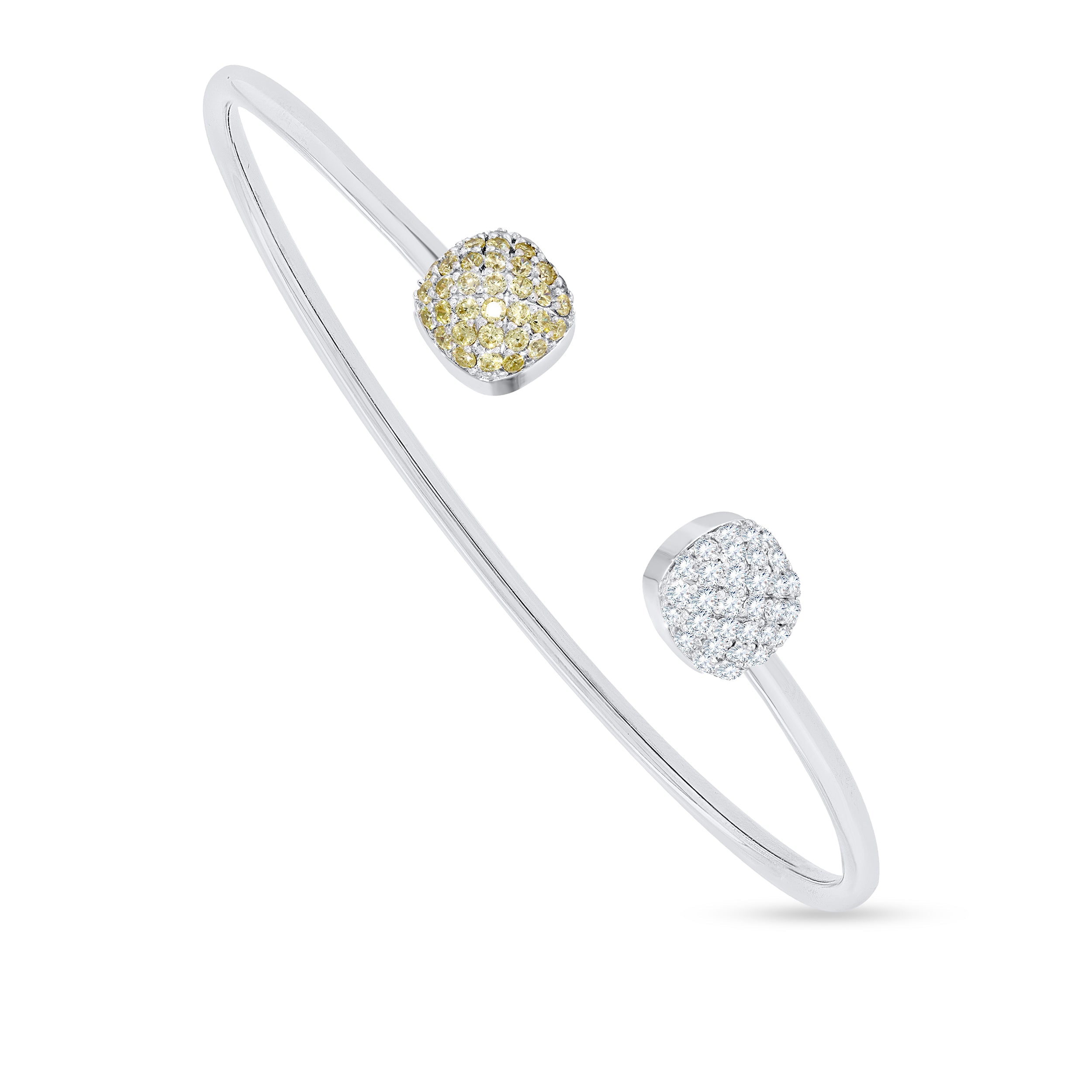 14K White Gold Round Cut Diamond Bangle, 1.30 CT, fine jewellery by Luster d'Anvers, Antwerp