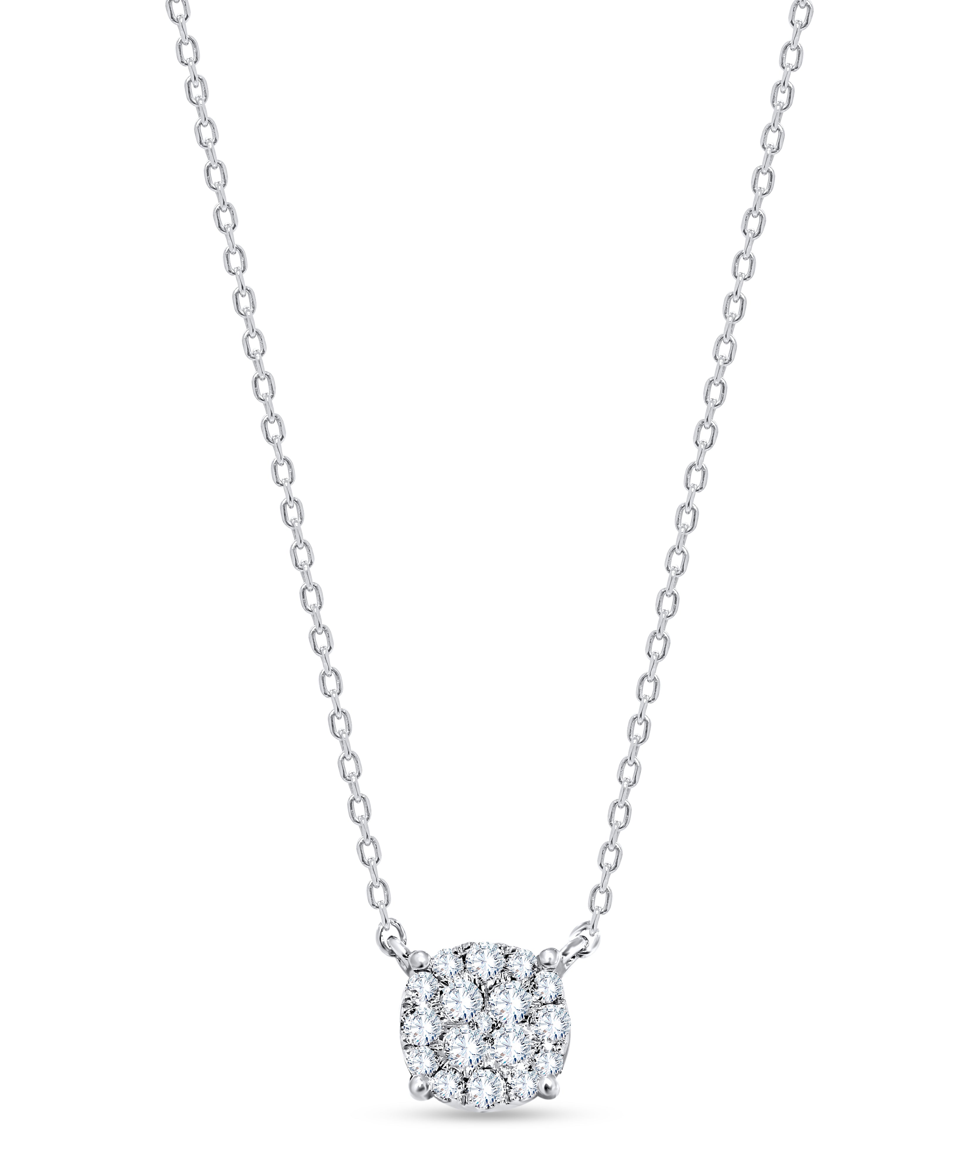 14K White Gold Round Cut Diamond Pendant, 0.30 CT, fine jewellery by Luster d'Anvers, Antwerp