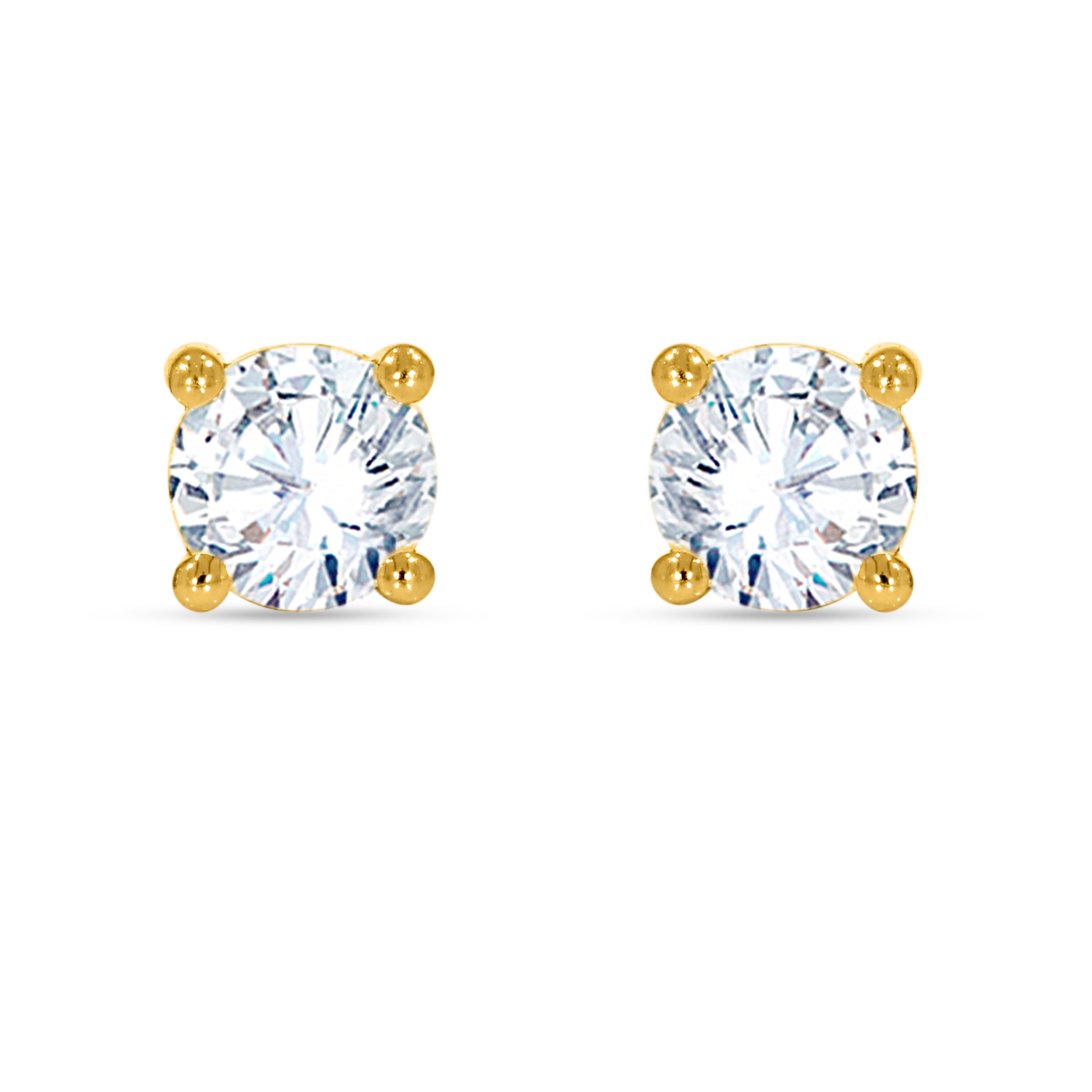 14K Yellow Gold Round Cut Diamond Earring, 1.34 CT, fine jewellery by Luster d'Anvers, Antwerp
