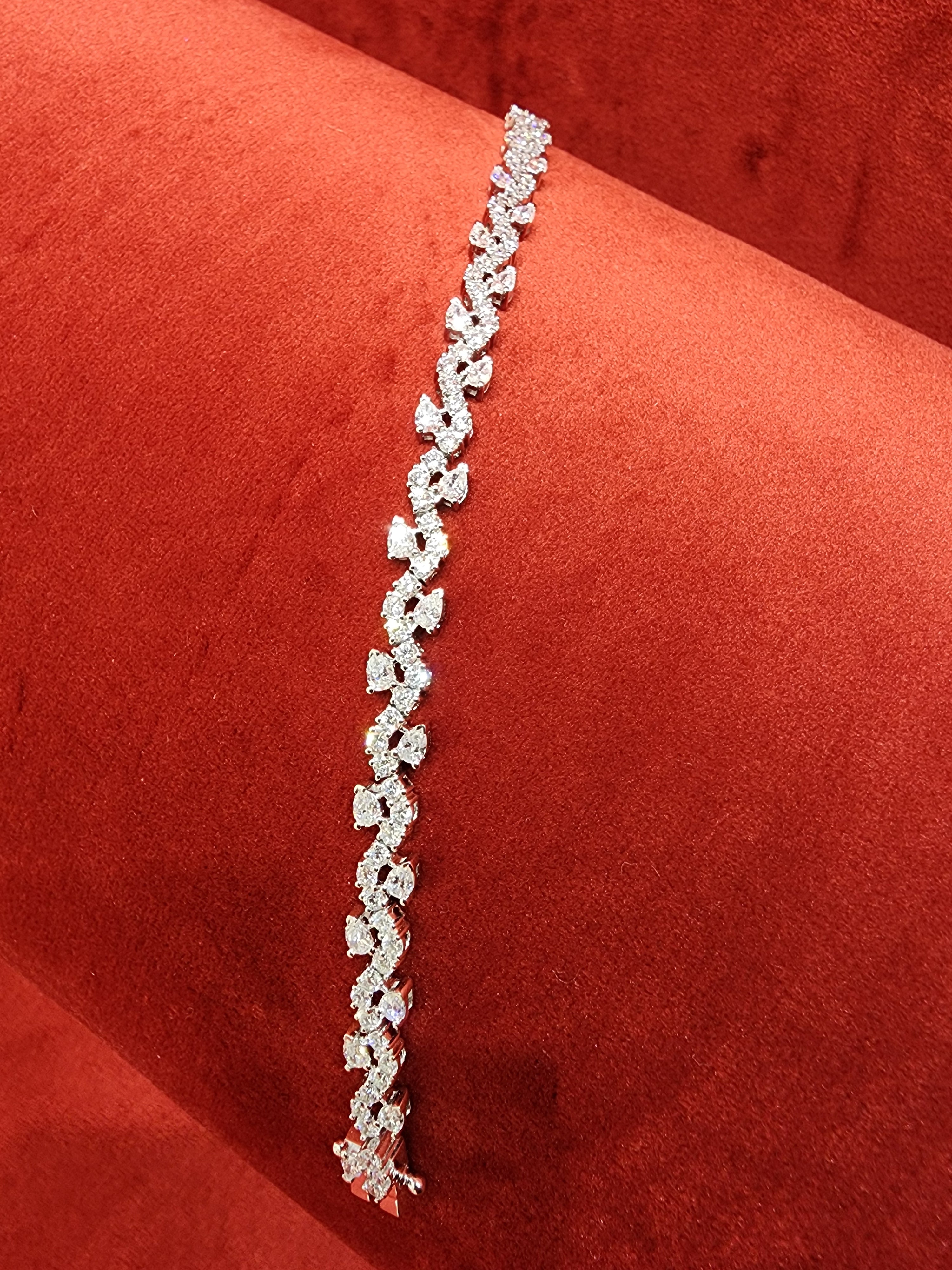 14K White Gold Multi-Shape Diamond Bracelet – 5.17 CT