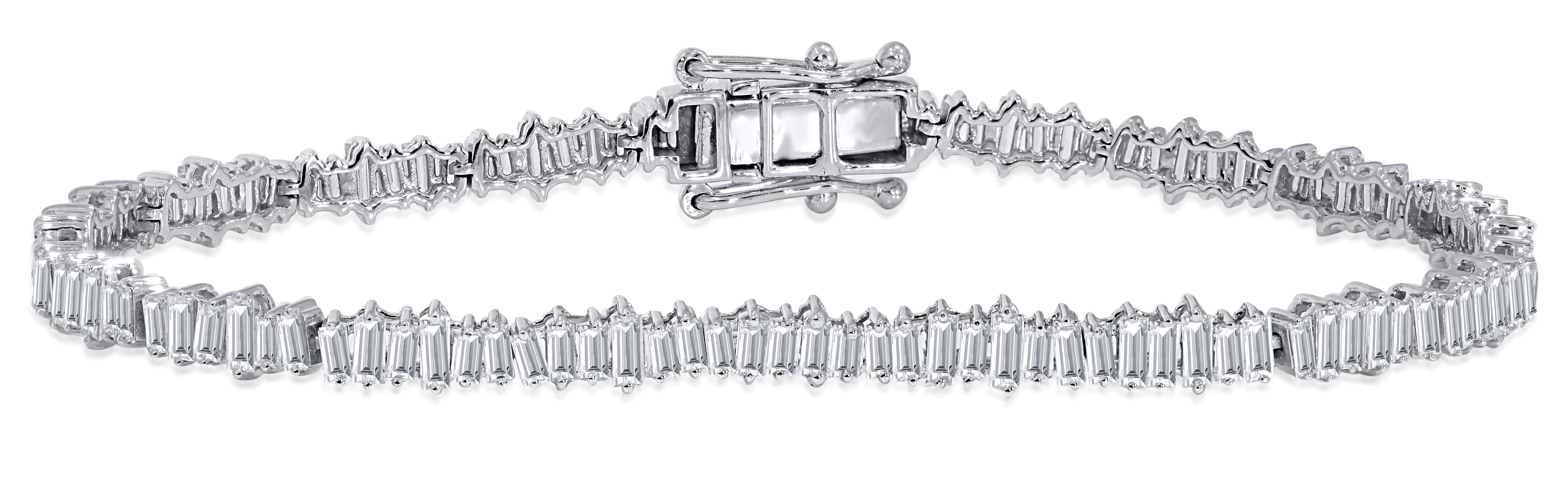 Baguette Diamond Tennis Bracelet in 14K White Gold 3.19 CT, fine jewellery by Luster d'Anvers, Antwerp