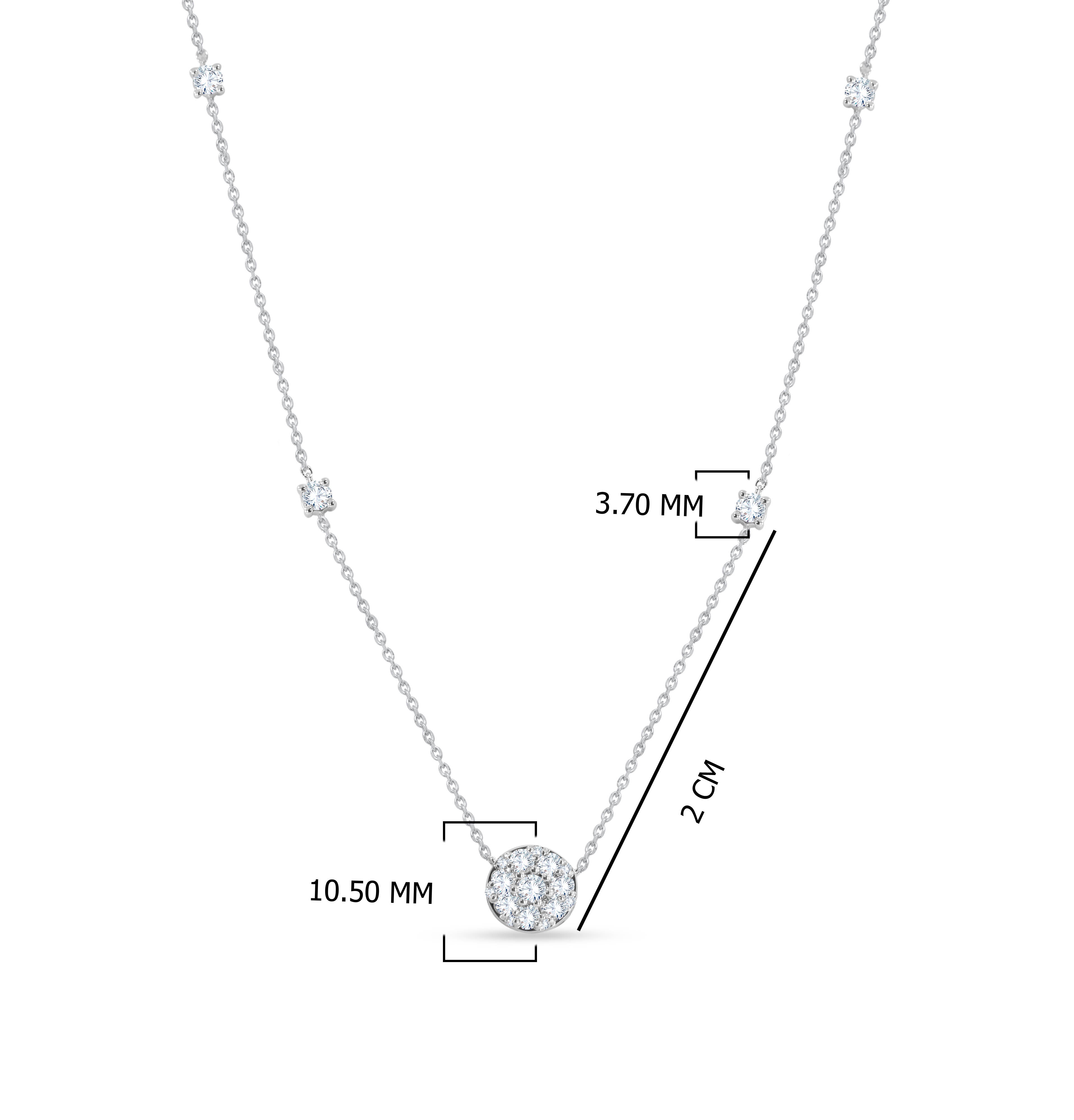 14K White Gold Round Cut Diamond Necklace – 1.20 CT