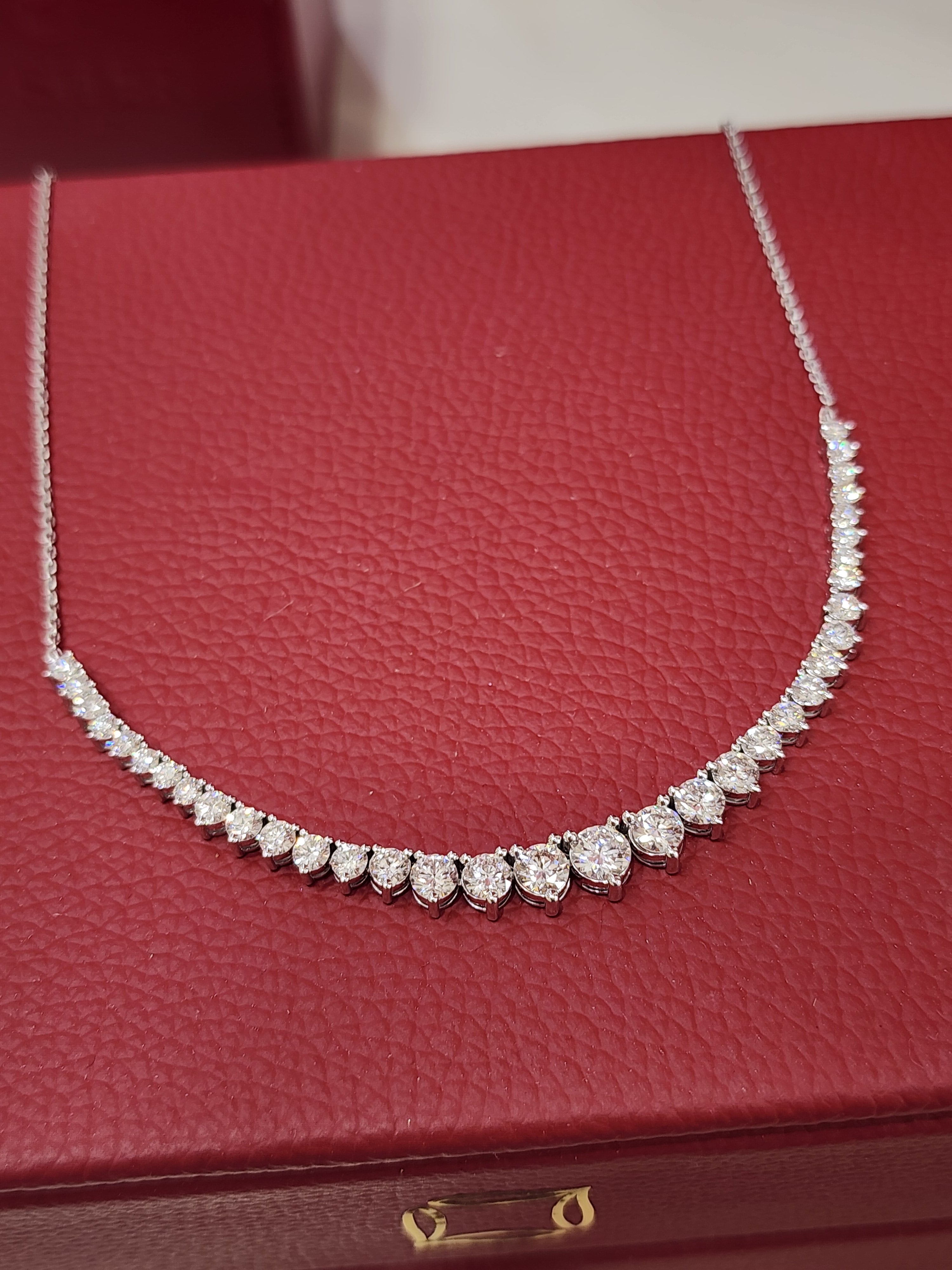 10K White Gold Round Cut Lab-Grown Diamond Necklace – 4.14 CT