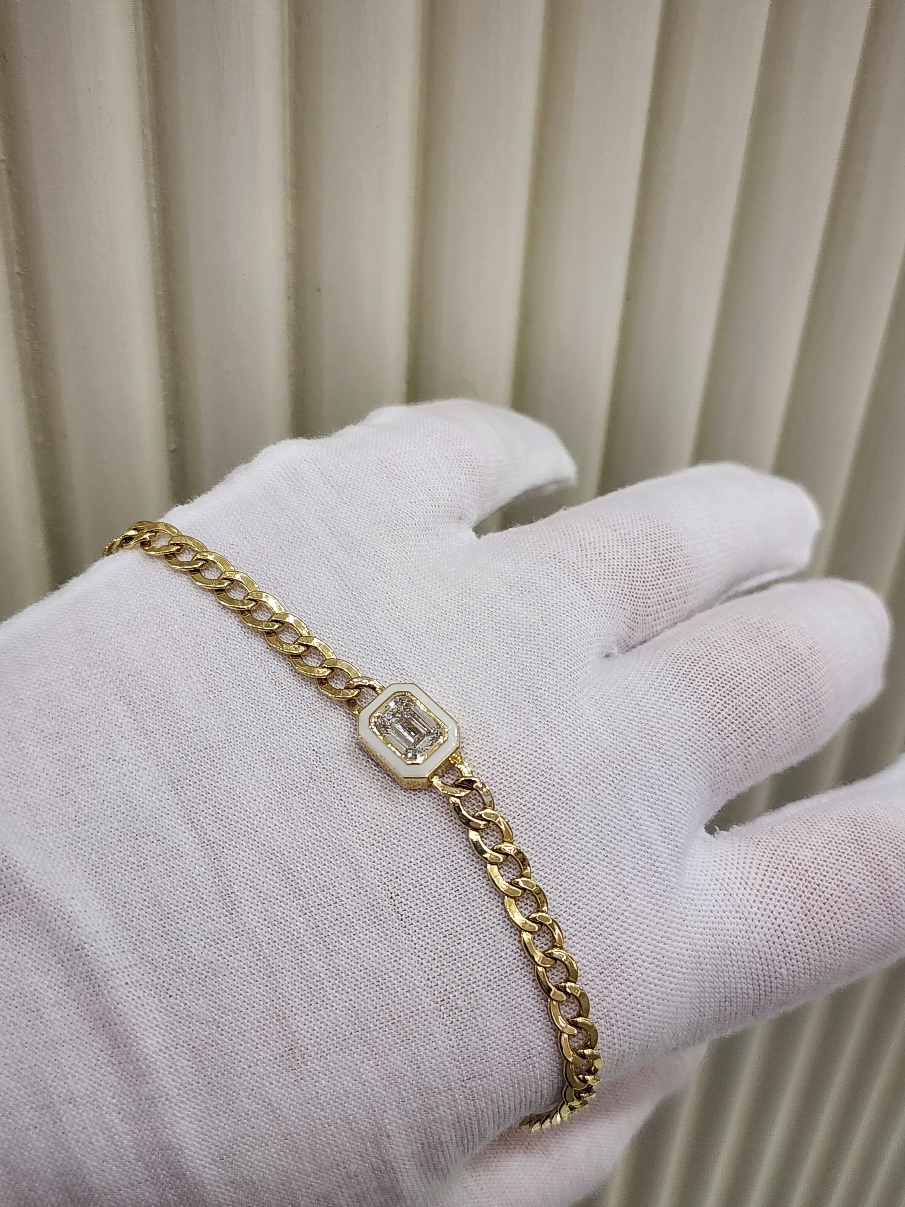 14K Yellow Gold Round Cut Lab-Grown Diamond Bracelet – 1.11 CT