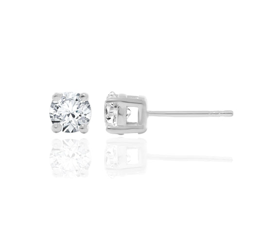 1.60 CTW Lab Grown Round Cut Diamond Stud Earrings in 14K White Gold, fine jewellery by Luster d'Anvers, Antwerp