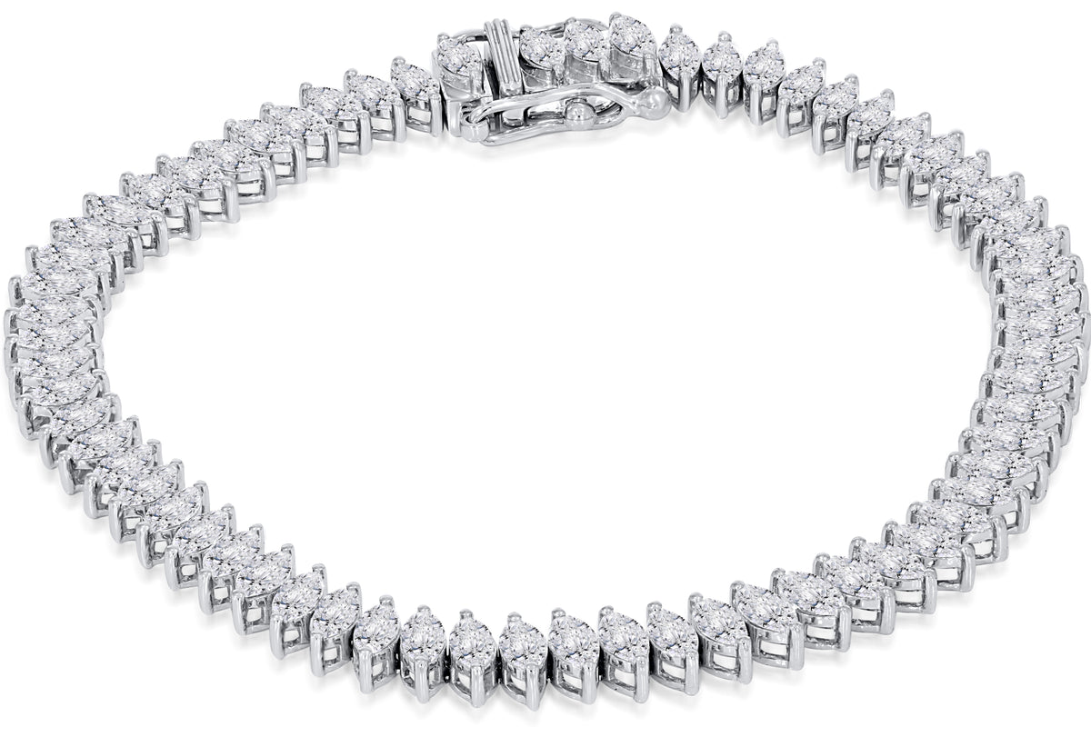 10K White Gold Round Cut Diamond Bracelet, 5.94 CT, fine jewellery by Luster d'Anvers, Antwerp