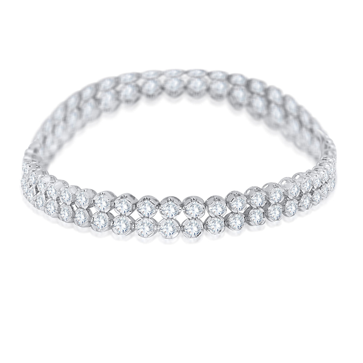 10K White Gold Round Cut Diamond Bracelet, 7.07 CT, fine jewellery by Luster d'Anvers, Antwerp