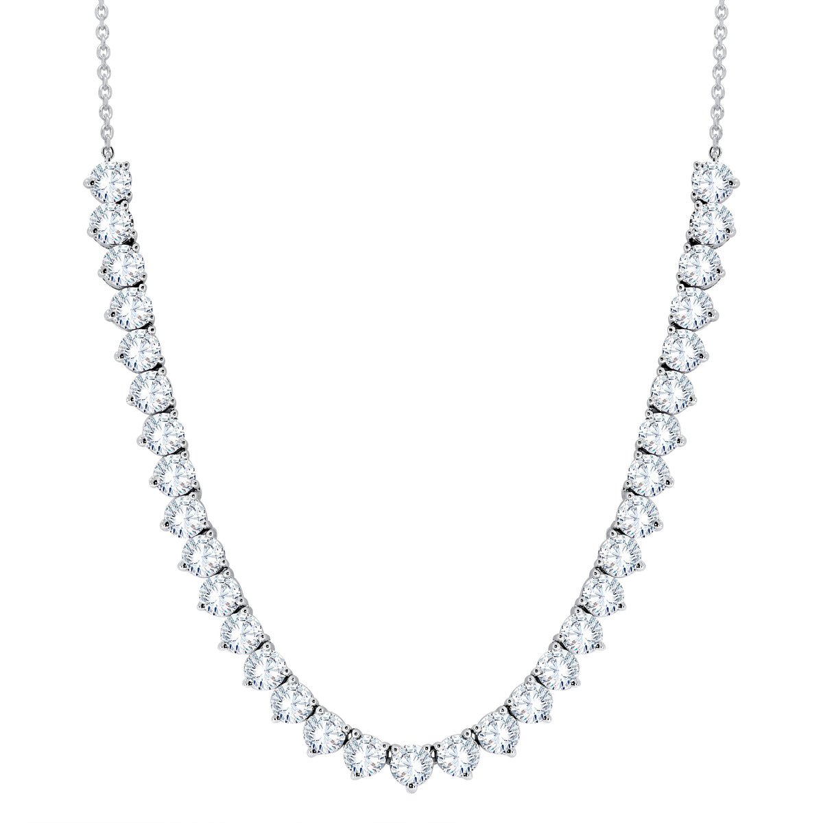 10K White Gold Round Cut Diamond Necklace, 10.72 CT, fine jewellery by Luster d'Anvers, Antwerp