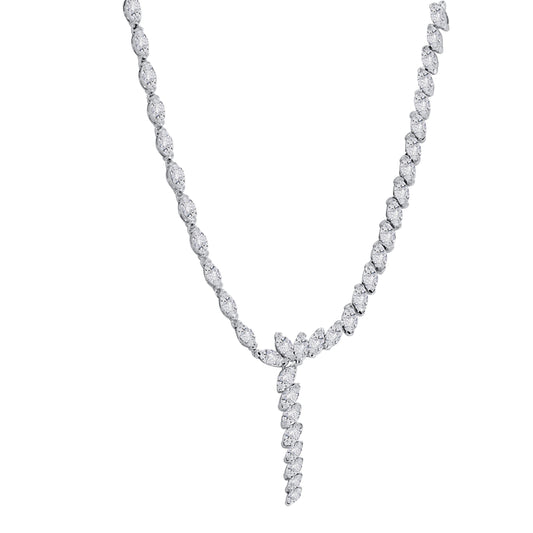 10K White Gold Round Cut Diamond Necklace, 5.81 CT, fine jewellery by Luster d'Anvers, Antwerp