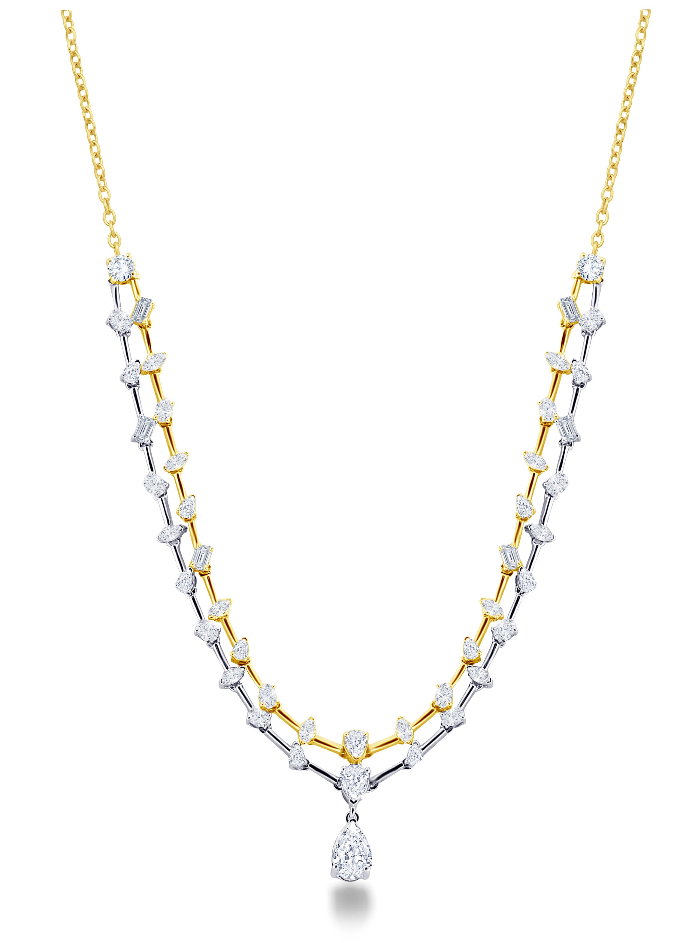 14K Gold Multi-Shape Diamond Necklace, 3.63 CT, fine jewellery by Luster d'Anvers, Antwerp