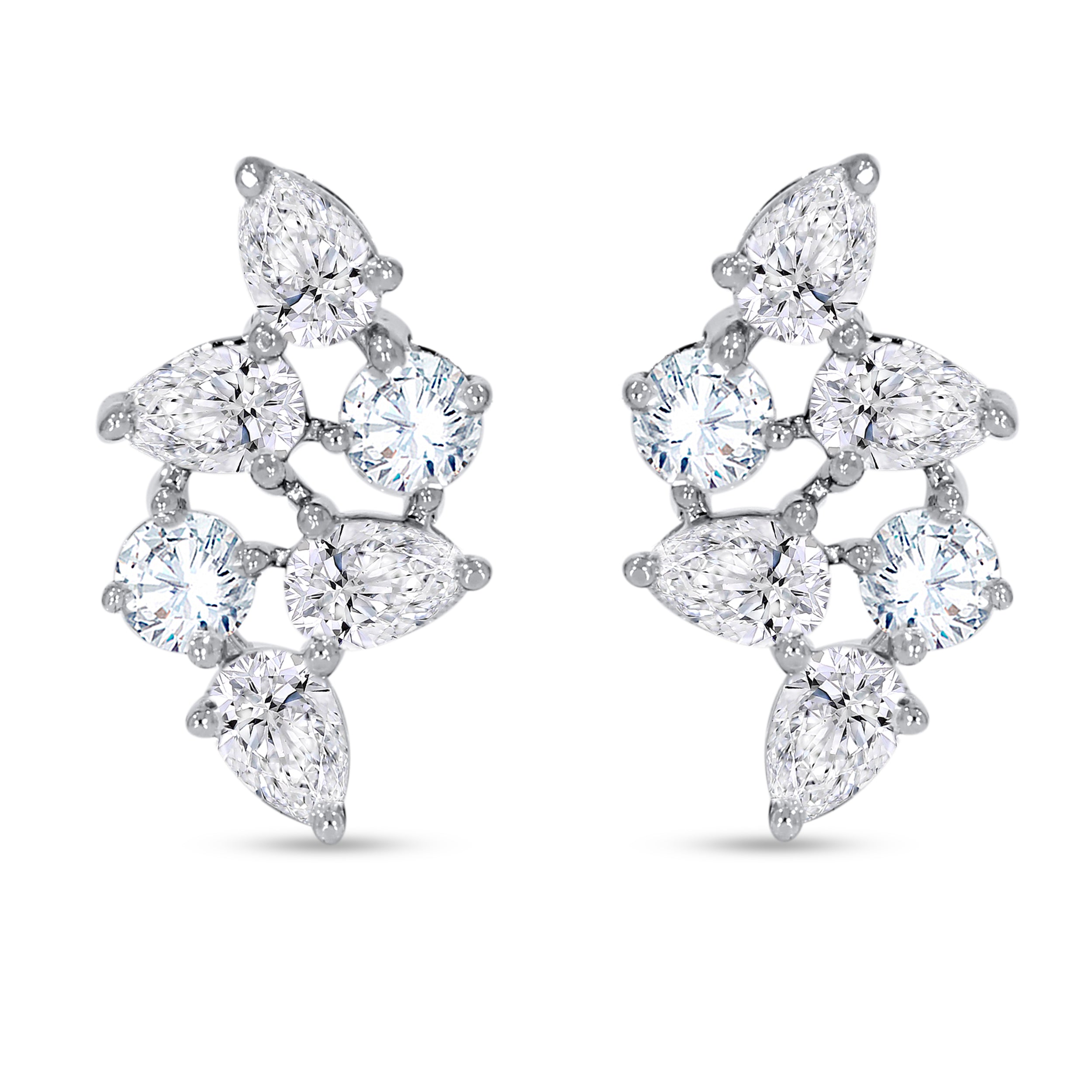 14K White Gold Multi-Shape Diamond Earring, 0.54 CT, fine jewellery by Luster d'Anvers, Antwerp
