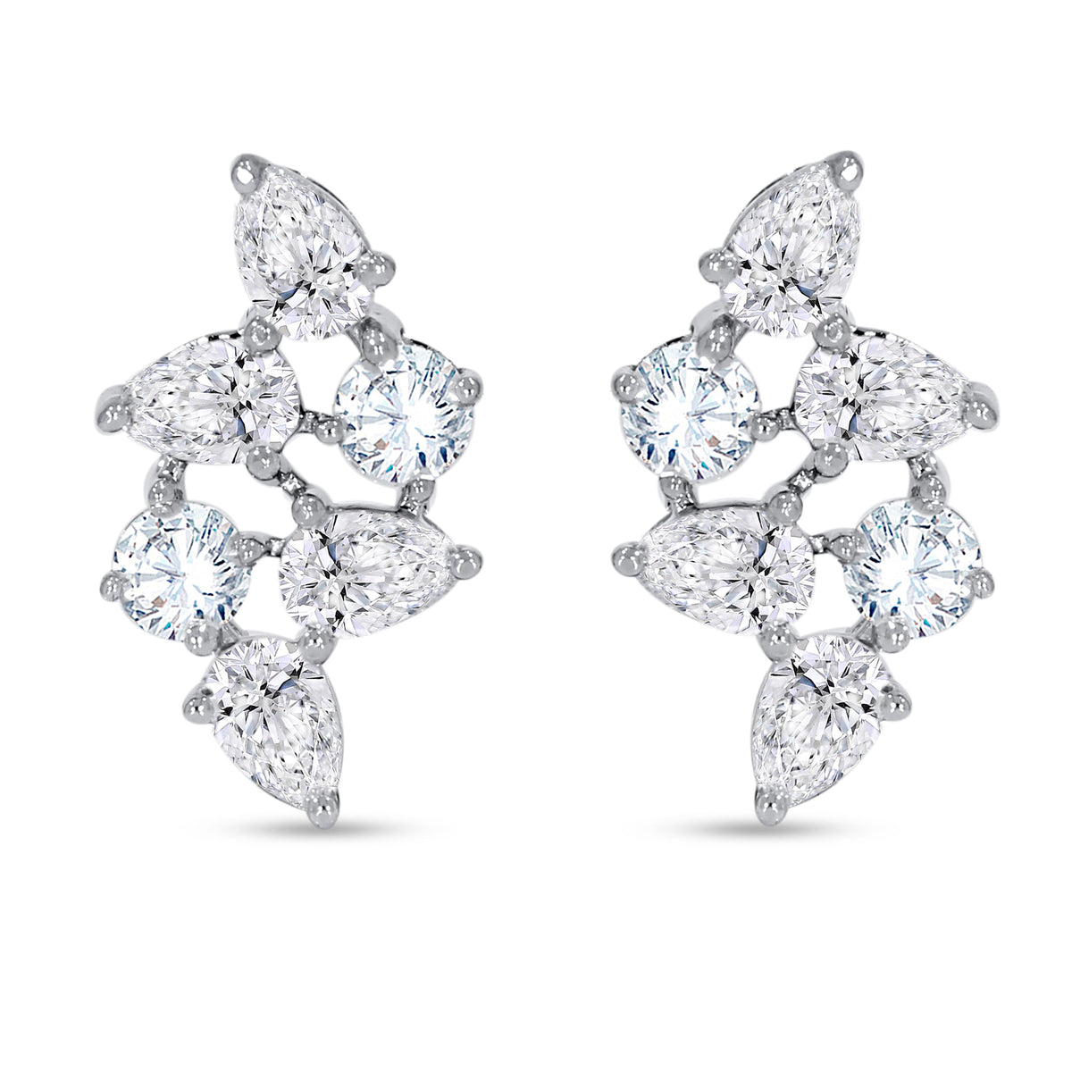 14K White Gold Multi-Shape Diamond Earring, 0.54 CT, fine jewellery by Luster d'Anvers, Antwerp