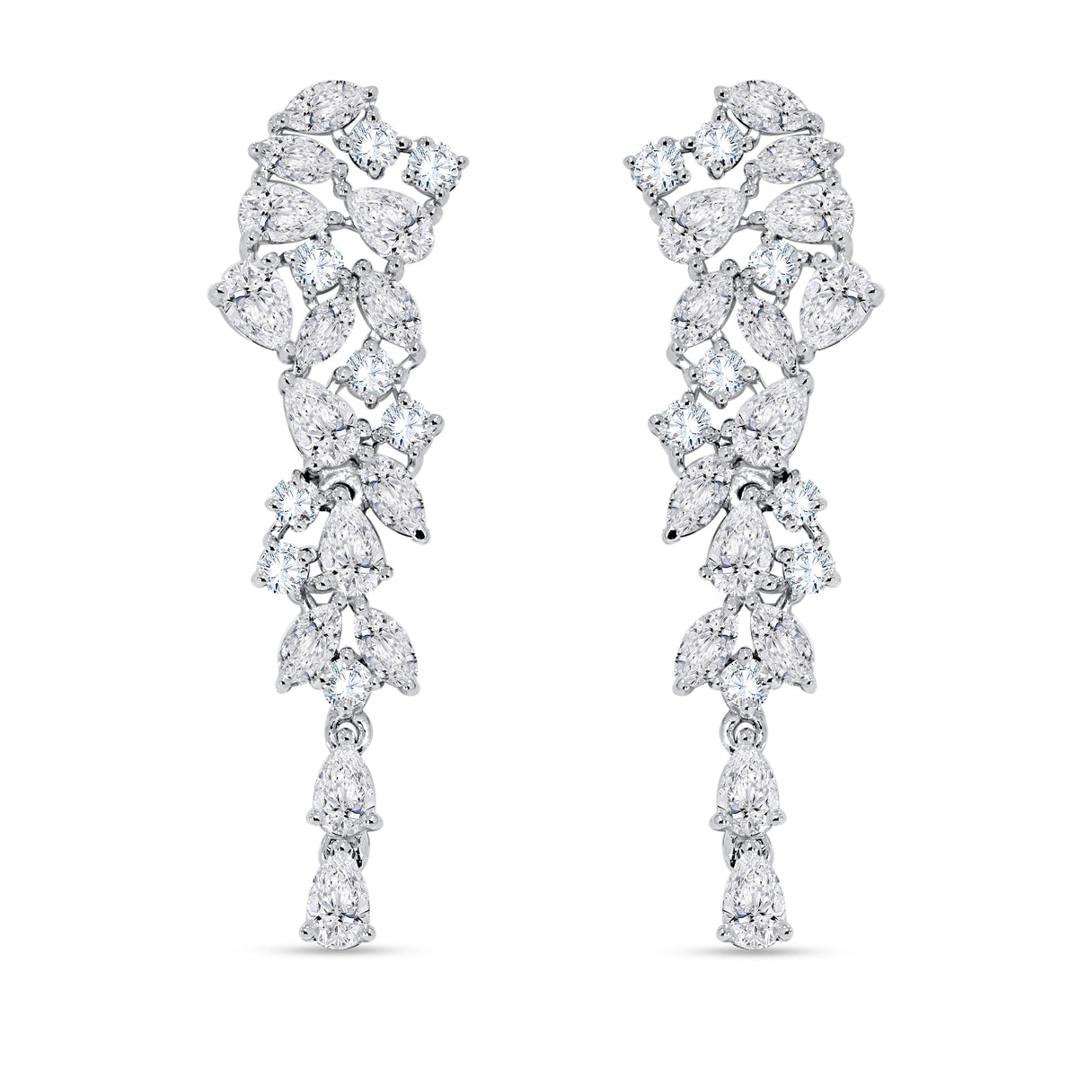 14K White Gold Multi-Shape Diamond Earring, 2.62 CT, fine jewellery by Luster d'Anvers, Antwerp