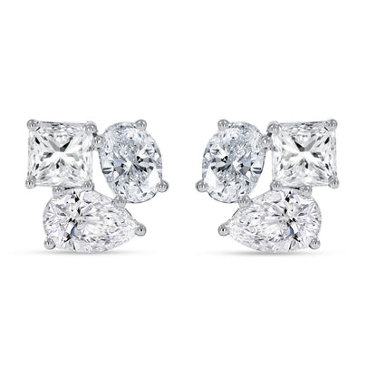 14K White Gold Multi-Shape Diamond Earring, 4.00 CT, fine jewellery by Luster d'Anvers, Antwerp