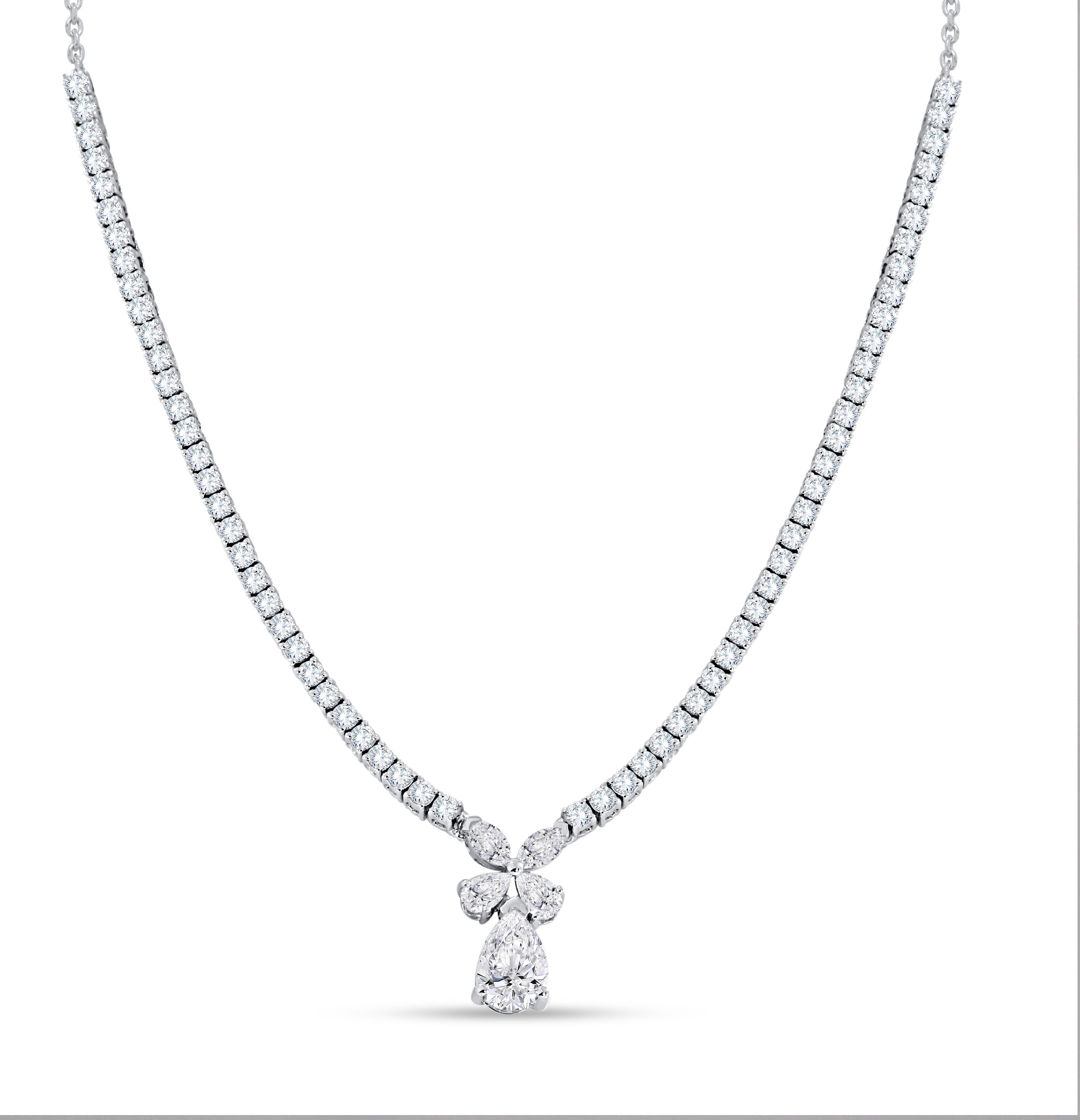 14K White Gold Multi-Shape Diamond Necklace, 2.64 CT, fine jewellery by Luster d'Anvers, Antwerp