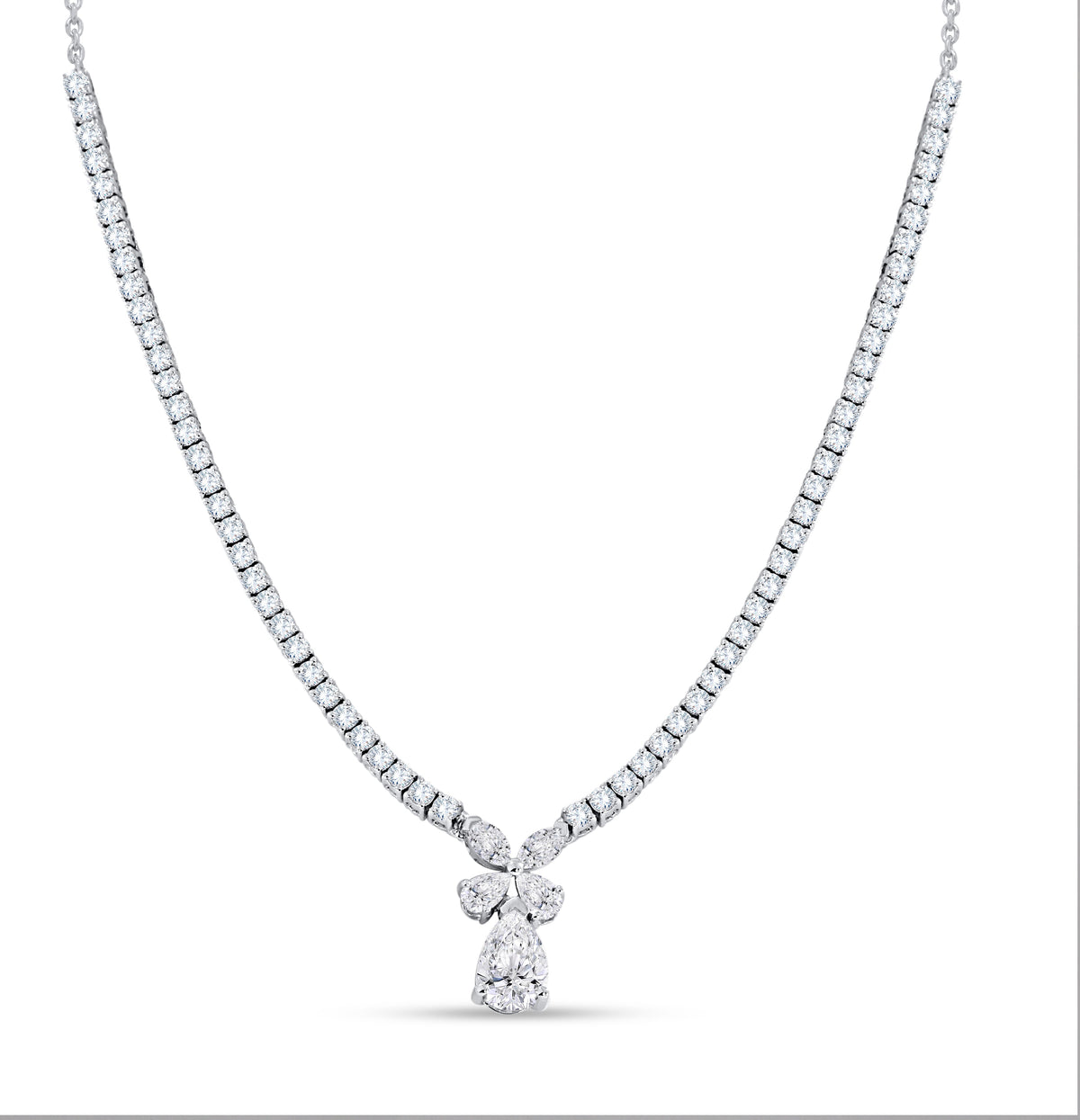14K White Gold Multi-Shape Diamond Necklace, 2.64 CT, fine jewellery by Luster d'Anvers, Antwerp