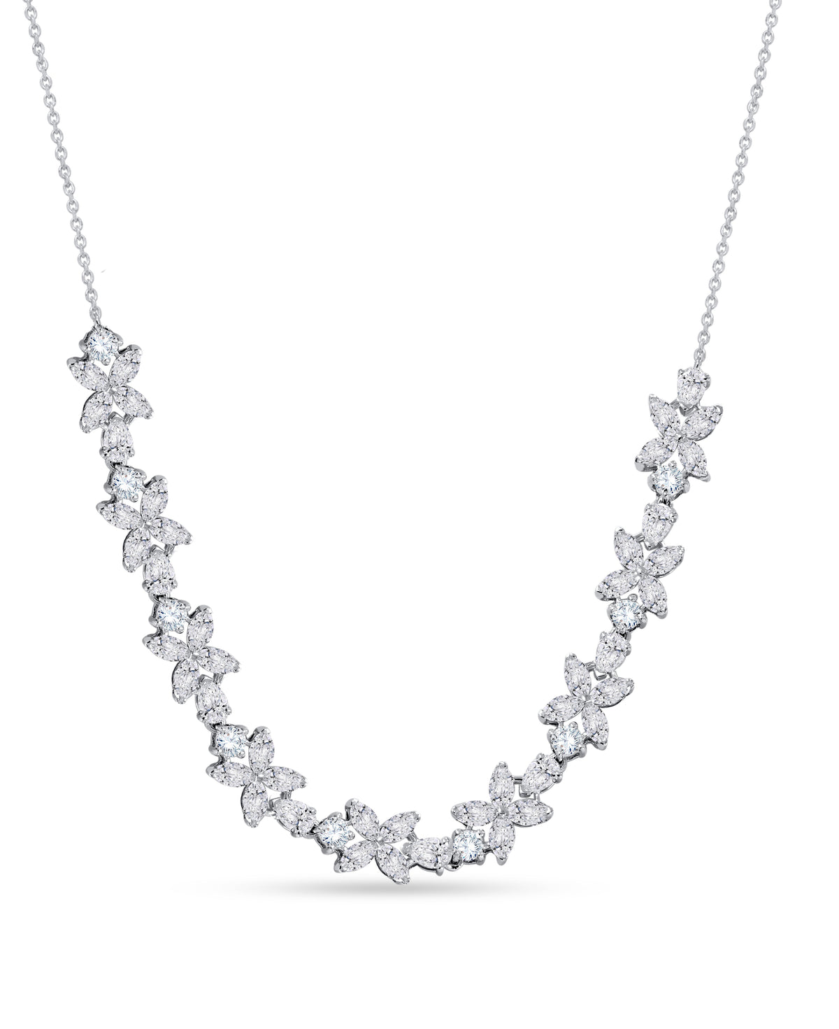 14K White Gold Multi-Shape Diamond Necklace, 4.28 CT, fine jewellery by Luster d'Anvers, Antwerp