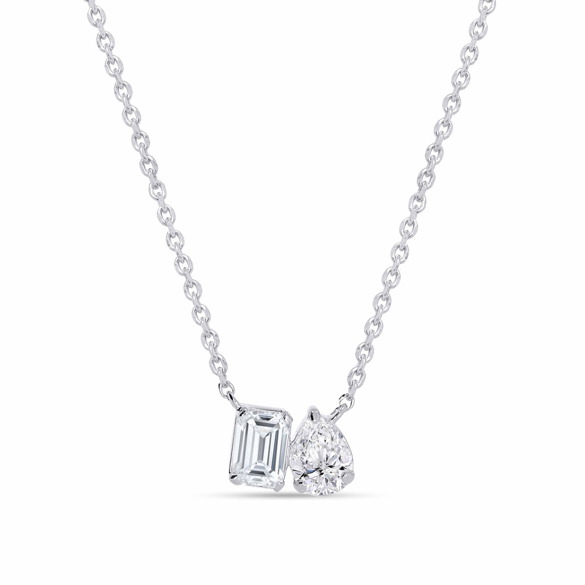 14K White Gold Multi-Shape Diamond Pendant, 1.53 CT, fine jewellery by Luster d'Anvers, Antwerp