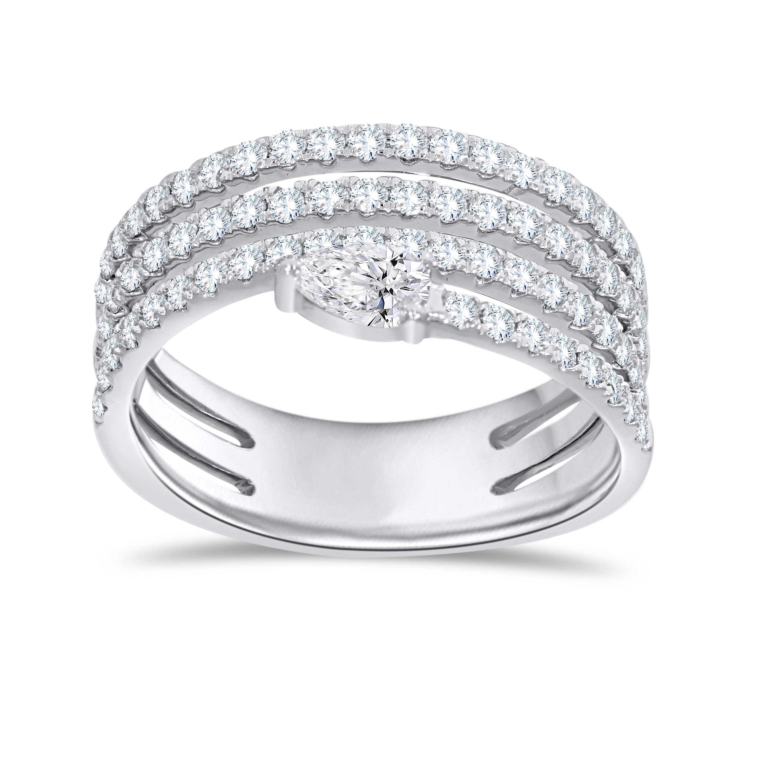14K White Gold Multi-Shape Diamond Ring, 1.06 CT, fine jewellery by Luster d'Anvers, Antwerp