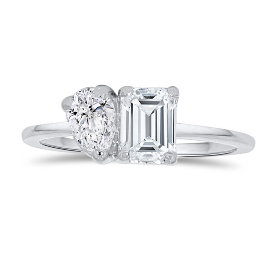 14K White Gold Multi-Shape Diamond Ring, 1.55 CT, fine jewellery by Luster d'Anvers, Antwerp