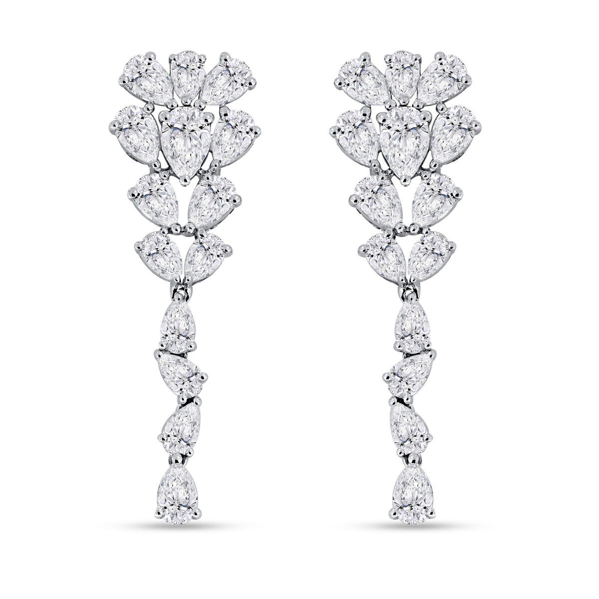 14K White Gold Pear Cut Diamond Earring, 6.70 CT, fine jewellery by Luster d'Anvers, Antwerp