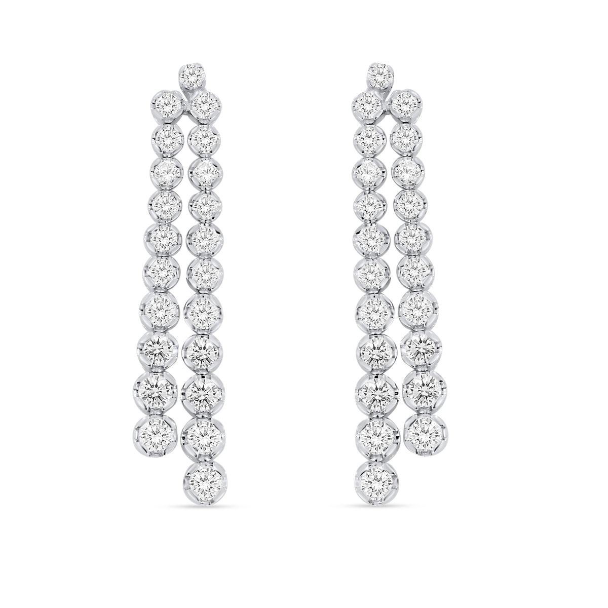 14K White Gold Round Cut Diamond Earring, 3.15 CT, fine jewellery by Luster d'Anvers, Antwerp