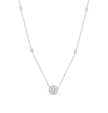 14K White Gold Round Cut Diamond Necklace, 1.20 CT, fine jewellery by Luster d'Anvers, Antwerp