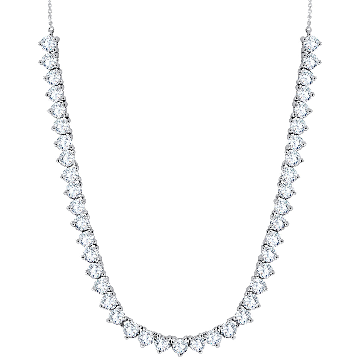 14K White Gold Round Cut Diamond Necklace, 5.80 CT, fine jewellery by Luster d'Anvers, Antwerp