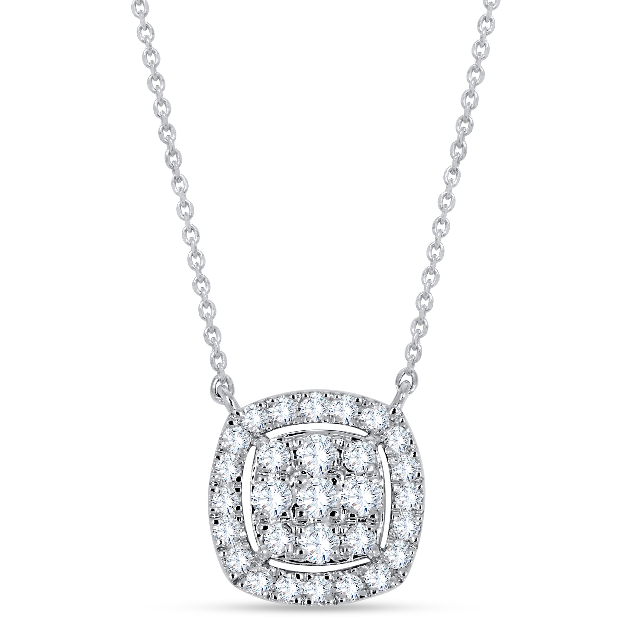 14K White Gold Round Cut Diamond Pendant, 0.59 CT, fine jewellery by Luster d'Anvers, Antwerp
