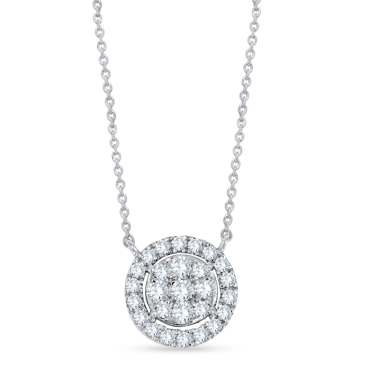 14K White Gold Round Cut Diamond Pendant, 0.61 CT, fine jewellery by Luster d'Anvers, Antwerp