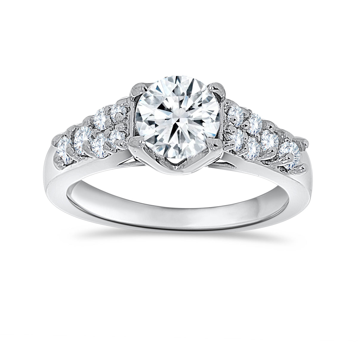 14K White Gold Round Cut Diamond Ring, 0.41 CT, fine jewellery by Luster d'Anvers, Antwerp
