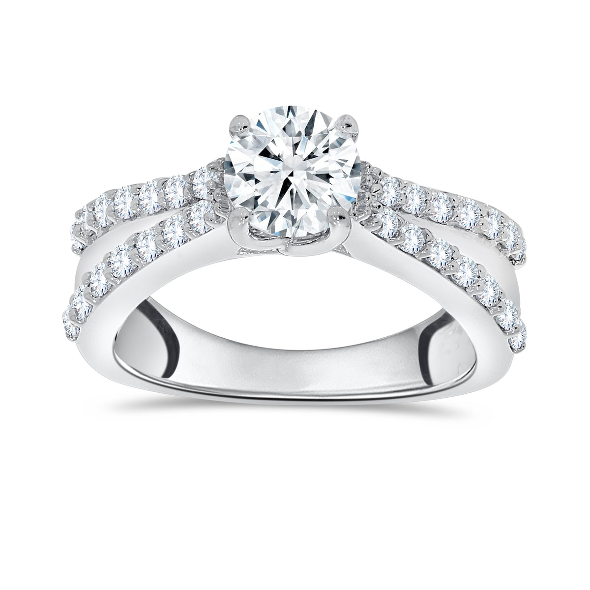 14K White Gold Round Cut Diamond Ring, 0.58 CT, fine jewellery by Luster d'Anvers, Antwerp