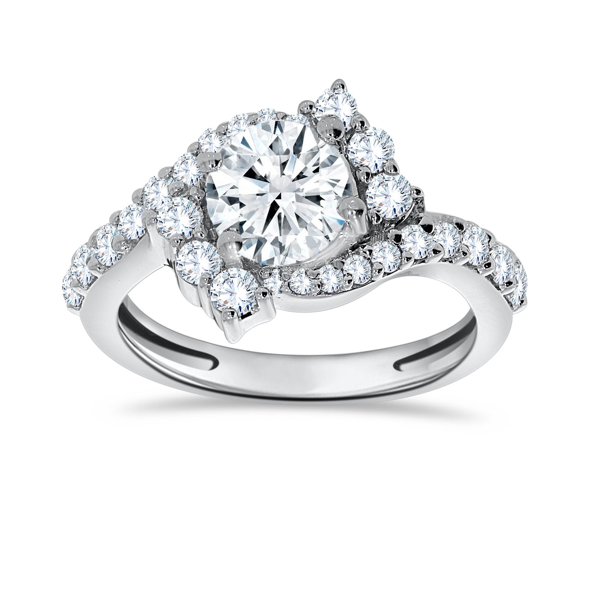 14K White Gold Round Cut Diamond Ring, 0.75 CT, fine jewellery by Luster d'Anvers, Antwerp