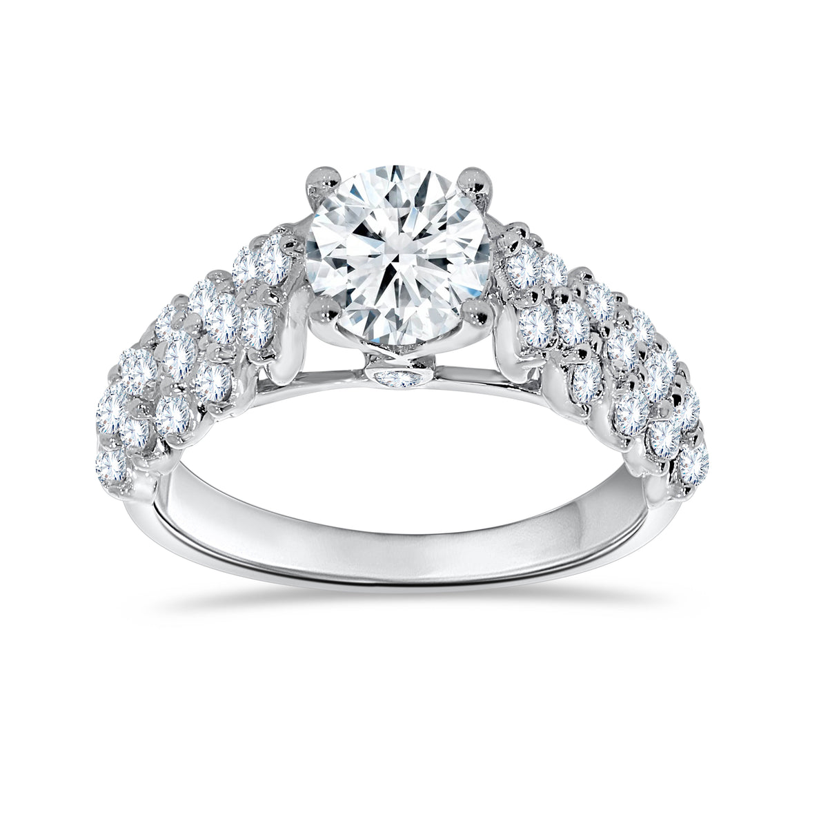 14K White Gold Round Cut Diamond Ring, 1.01 CT, fine jewellery by Luster d'Anvers, Antwerp