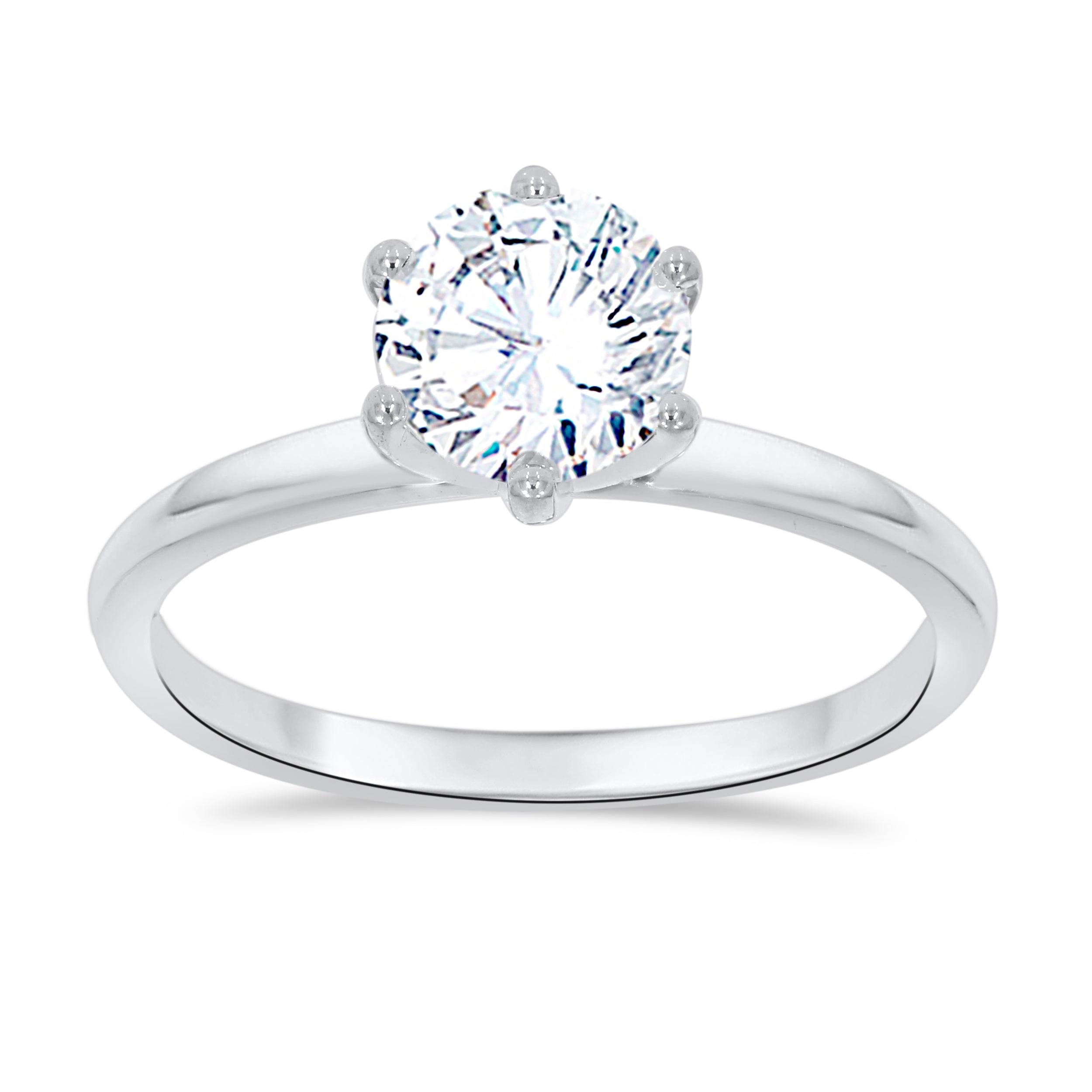 14K White Gold Round Cut Diamond Ring, 1.32 CT, fine jewellery by Luster d'Anvers, Antwerp