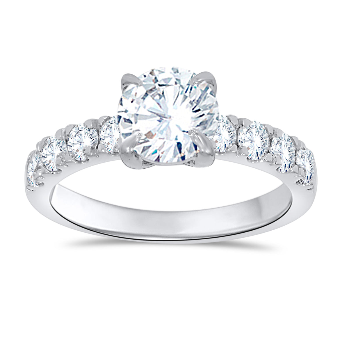 14K White Gold Round Cut Diamond Ring, 2.15 CT, fine jewellery by Luster d'Anvers, Antwerp
