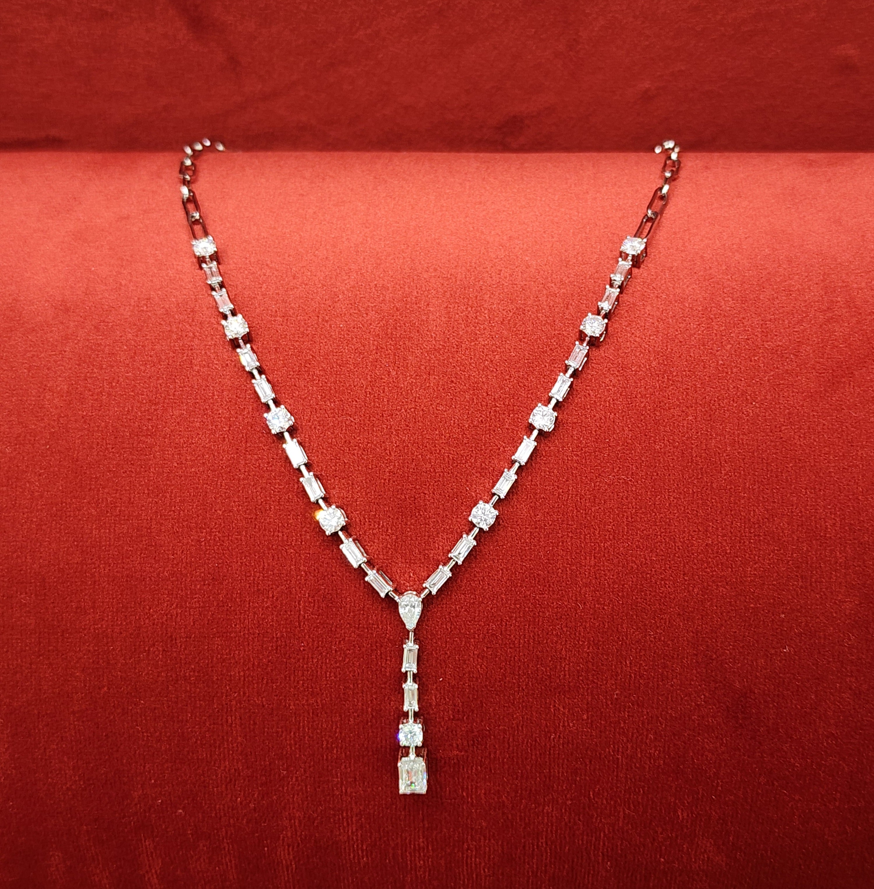 14K Gold Multi-Shape Diamond Necklace – 3.96 CT