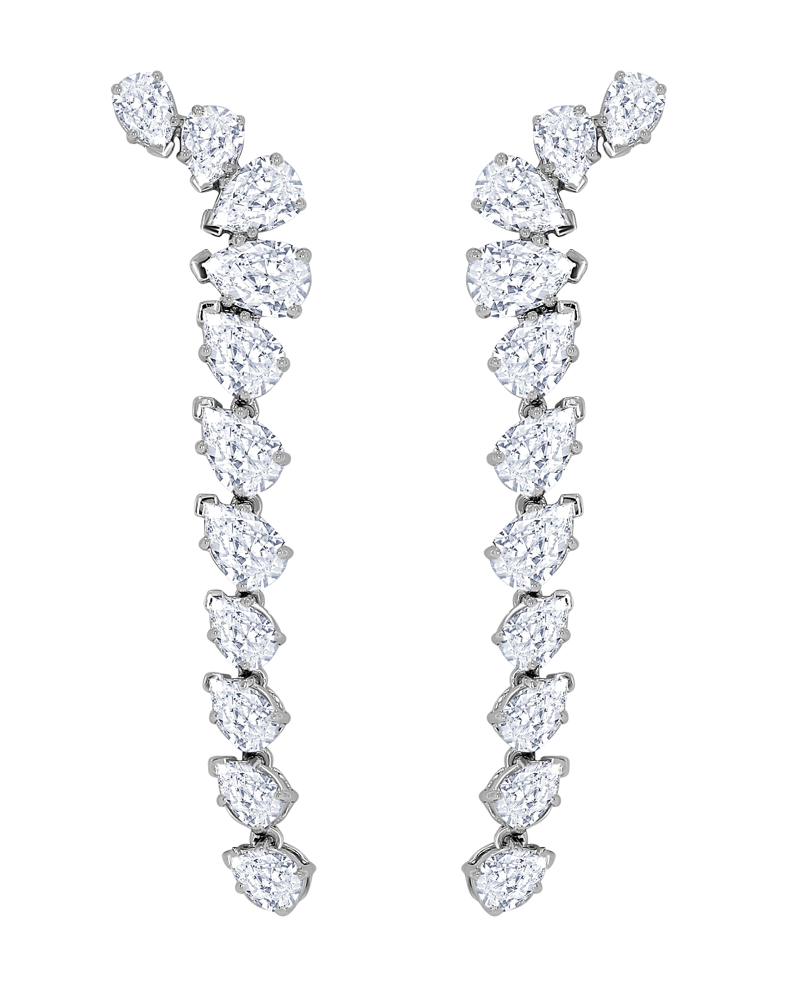 Cascading pear shaped lab diamond dangle earrings