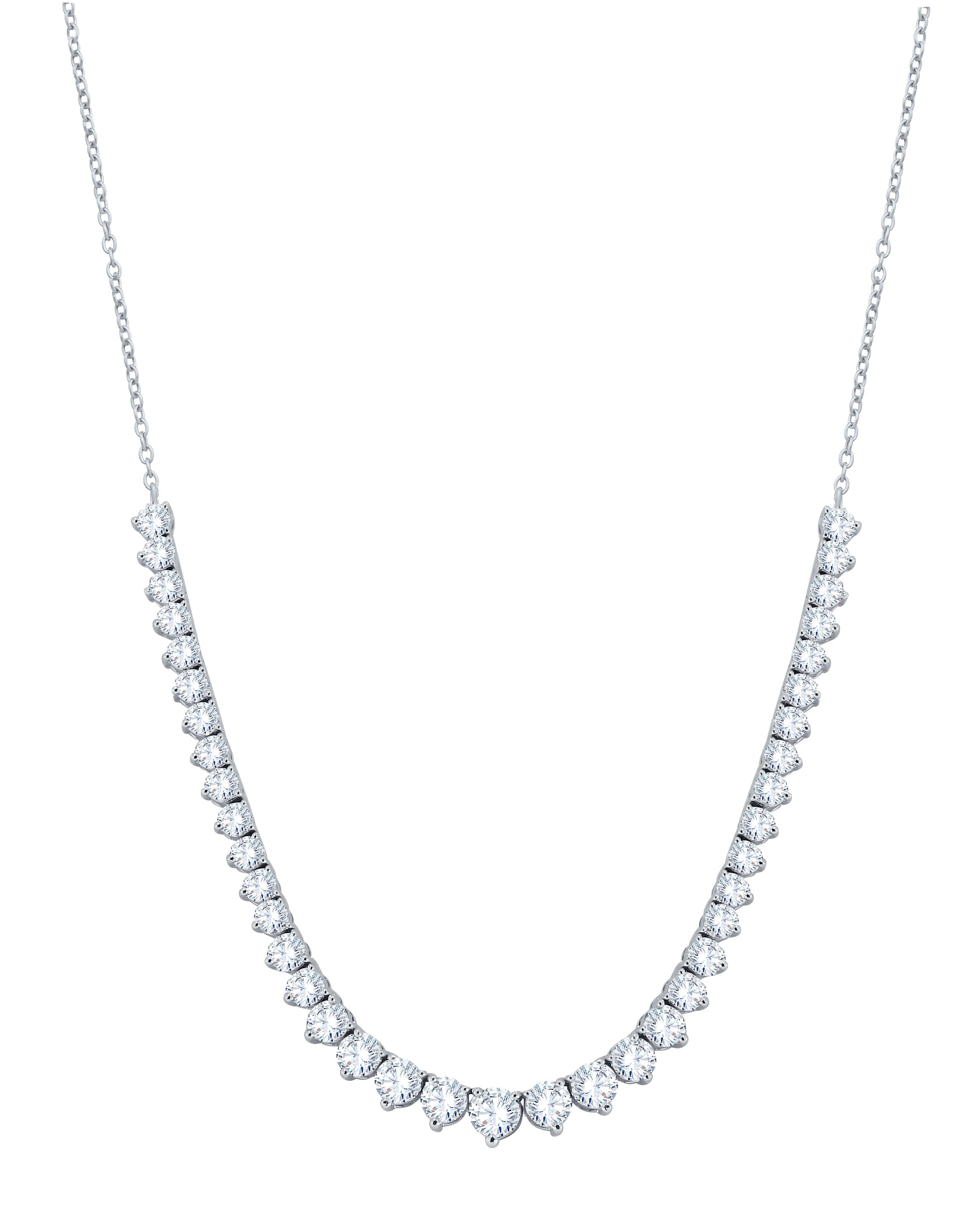 4.00 CTW Lab Grown Diamond V-Shape Necklace in 14K White Gold, fine jewellery by Luster d'Anvers, Antwerp