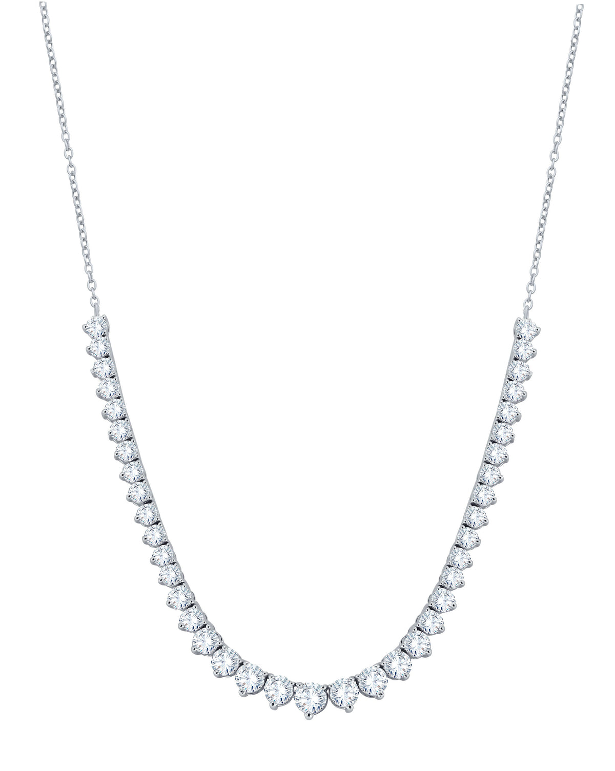 4.00 CTW Lab Grown Diamond V-Shape Necklace in 14K White Gold, fine jewellery by Luster d'Anvers, Antwerp