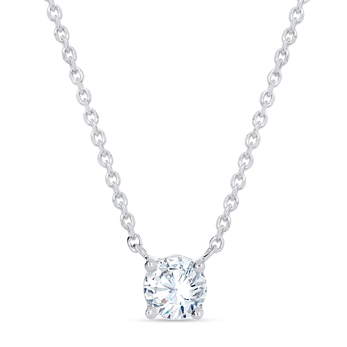 0.75 Carat Round Solitaire Diamond Pendant Necklace in 14K White Gold, fine jewellery by Luster d'Anvers, Antwerp
