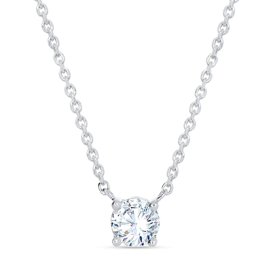 0.75 Carat Round Solitaire Diamond Pendant Necklace in 14K White Gold, fine jewellery by Luster d'Anvers, Antwerp