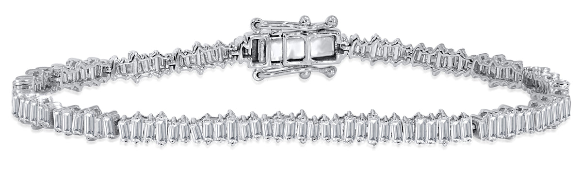 Baguette Diamond Tennis Bracelet in 14K White Gold 3.19 CT, fine jewellery by Luster d'Anvers, Antwerp