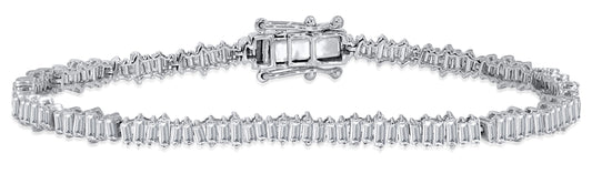 Baguette Diamond Tennis Bracelet in 14K White Gold 3.19 CT, fine jewellery by Luster d'Anvers, Antwerp