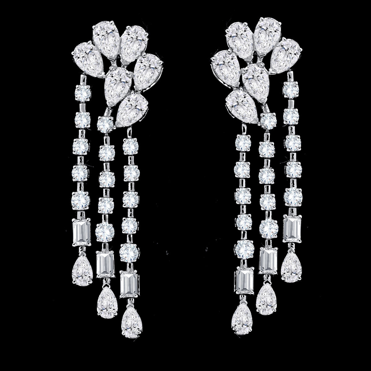 4.49 CTW Lab Grown Diamond Chandelier Drop Earrings in 14K Gold, fine jewellery by Luster d'Anvers, Antwerp