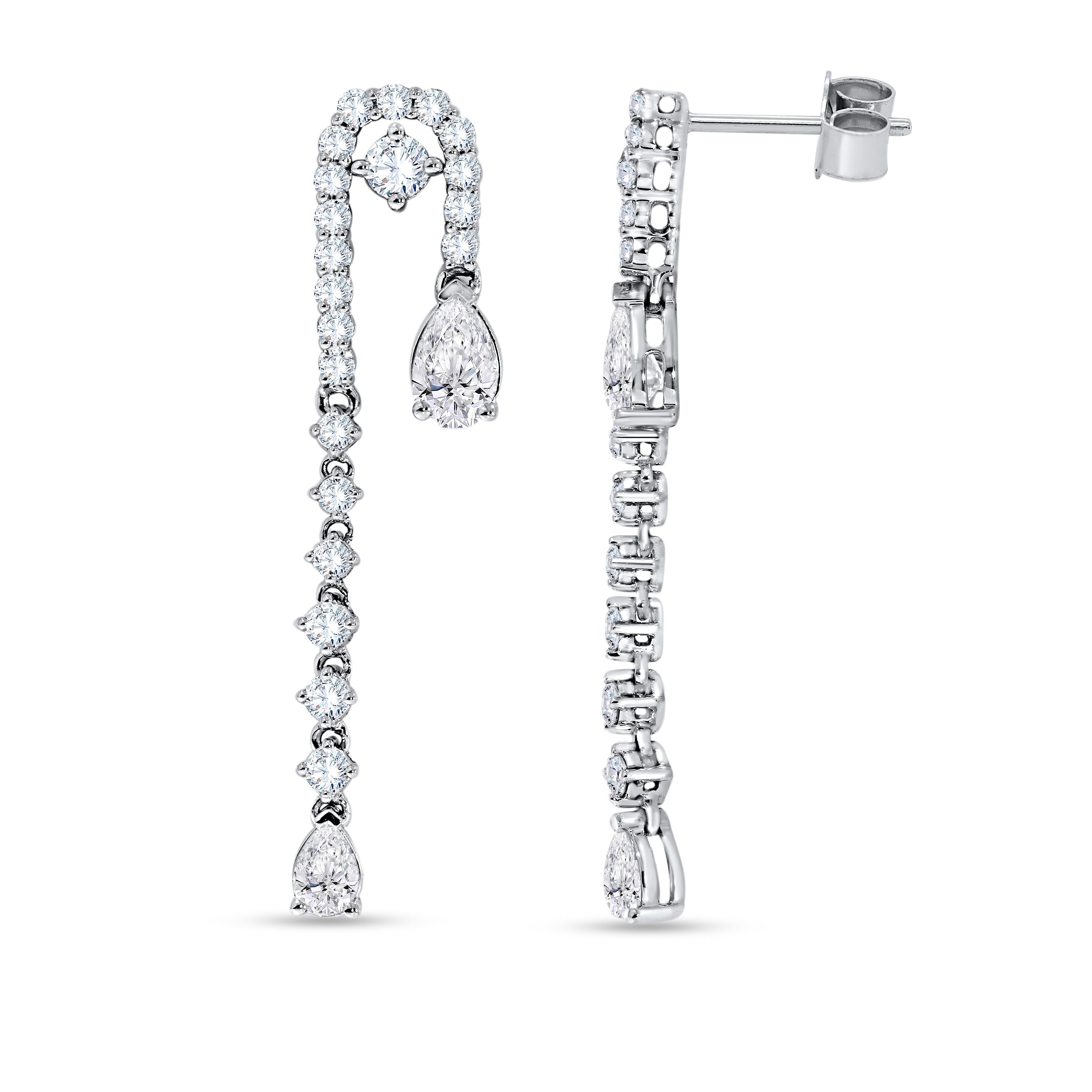 1.96 CTW Lab Grown Diamond Pear Drop Earrings in 14K Gold, fine jewellery by Luster d'Anvers, Antwerp