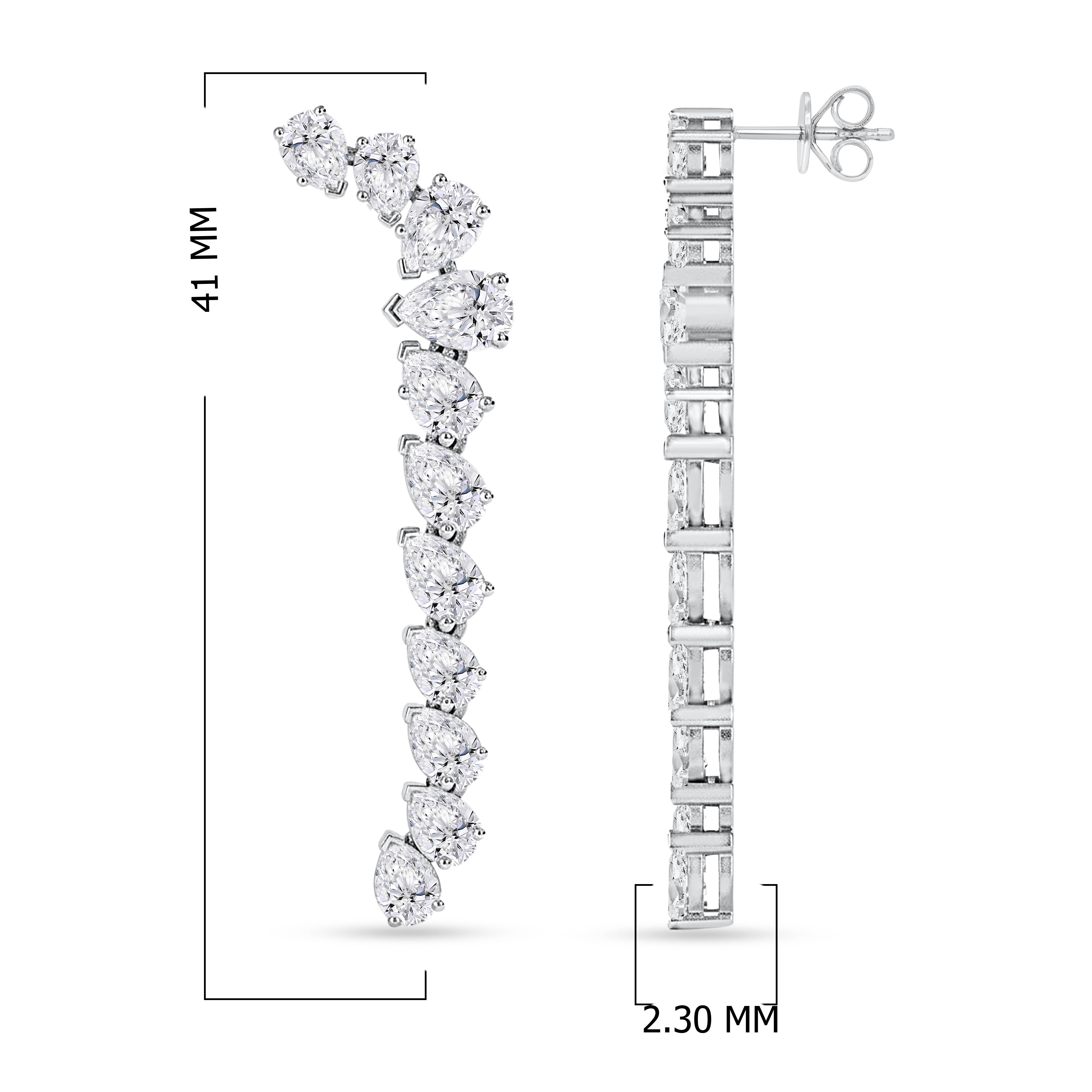 Diamond Pear Drop Earrings in White Gold - 3.78 CTW